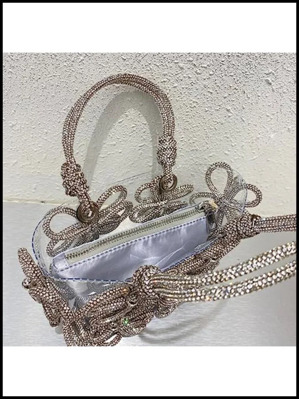 Clear Rhinestone Evening Clutch Handbag for Women Wedding Party Prom